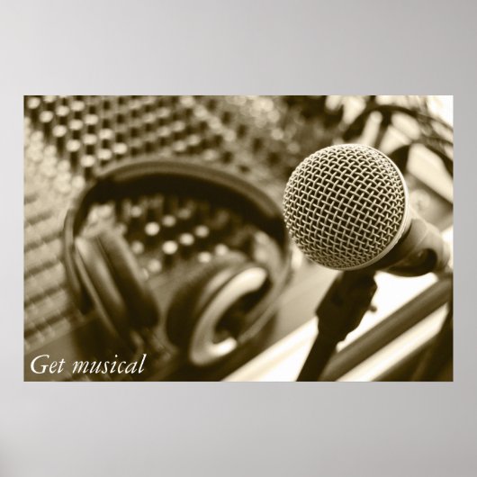 Mikrofon und Kopfhörer Poster (Vorne)