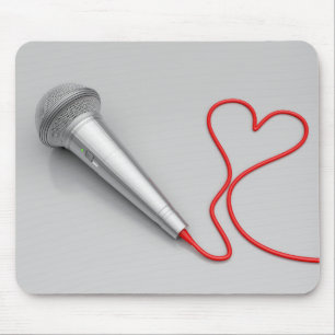 Mikrofon und rotes Herz Mousepad