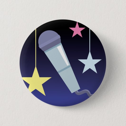 Mikrofon und Sterne-Design für Sänger Button (Vorderseite)