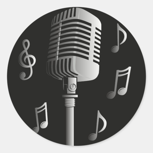 Mikrofon, Vintage analoge Tonwiedergabe Runder Aufkleber (Vorderseite)