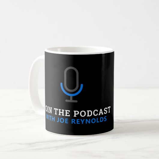 Mikrofonsymbol, Podcaster, Podcast-Werbung Kaffeetasse (Vorderseite Links)