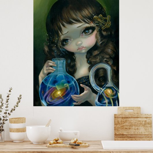 Mikrokosmos: Galaxy ART PRINT Big eye lowbrow Art Poster (Küche)