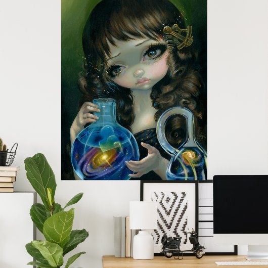 Mikrokosmos: Galaxy ART PRINT Big eye lowbrow Art Poster (Heimbüro)