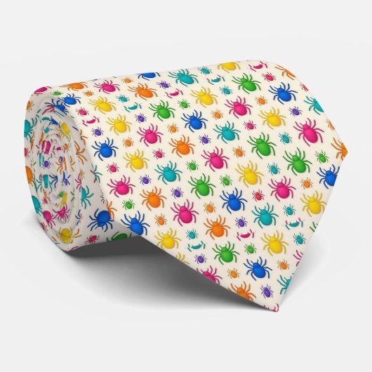 Mikromuster-Spinnenhalsband | Regenbogenfarben Krawatte (Gerollt)