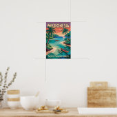 Mikronesien Boote Illustration Reise Kunst Vintage Poster (Küche)