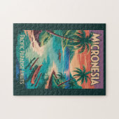 Mikronesien Boote Illustration Reise Kunst Vintage Puzzle (Horizontal)
