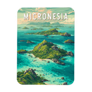 Mikronesien Illustration Reise Kunst Vintage Magnet