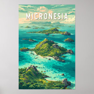 Mikronesien Illustration Reise Kunst Vintage Poster