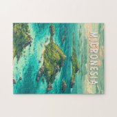 Mikronesien-Illustration Reise Kunst Vintage Puzzle (Horizontal)