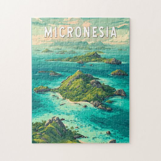Mikronesien-Illustration Reise Kunst Vintage Puzzle (Vertikal)