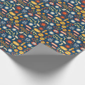 Mikroorganismen Dunkles Blau: Biologisches Muster Geschenkpapier (Ecke)