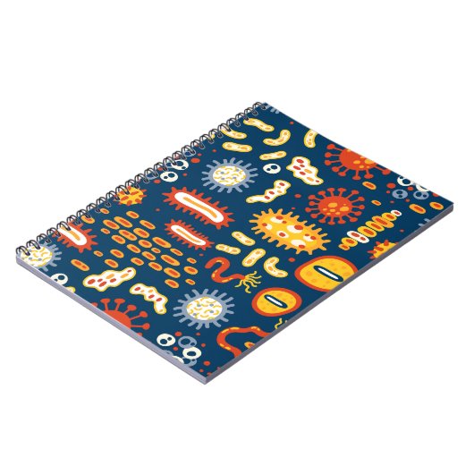 Mikroorganismen Dunkles Blau: Biologisches Muster Notizblock (Linke Seite)