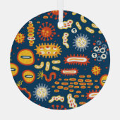 Mikroorganismen Dunkles Blau: Biologisches Muster Ornament Aus Glas (Rückseite)