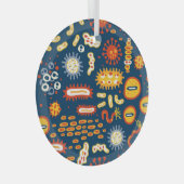 Mikroorganismen Dunkles Blau: Biologisches Muster Ornament Aus Glas (Vorderseite Rechts)