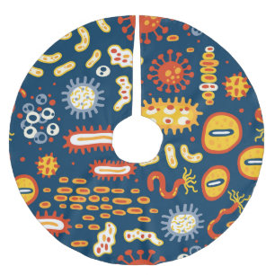 Mikroorganismen Dunkles Blau: Biologisches Muster Polyester Weihnachtsbaumdecke