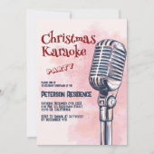 Mikrophon und Pink Weihnachten Karaoke Party Einladung (Vorderseite)