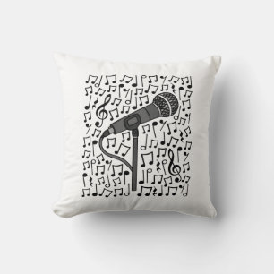 Mikrophone Musical Notes, Singer Music Teacher Kissen