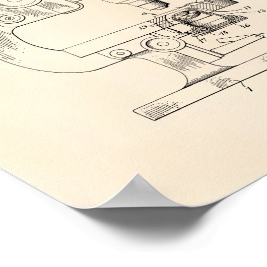Mikroskop 1948 Patent Art Old Peper Poster (Ecke)