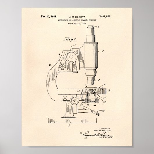 Mikroskop 1948 Patent Art Old Peper Poster (Vorne)