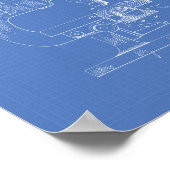 Mikroskop 1948 Patentart Blueprint Poster (Ecke)