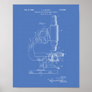 Mikroskop 1948 Patentart Blueprint Poster