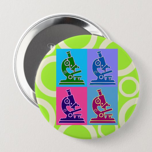 Mikroskop-Pop-Kunst Button (Vorne & Hinten)