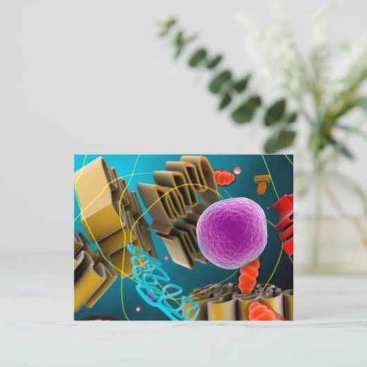 Mikroskopische Ansicht des Tierzellen-Kernes Postkarte (Stehend Vorderseite)