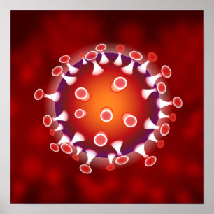 Mikroskopische Corona-Virus-Wissenschaft Rote Biol Poster