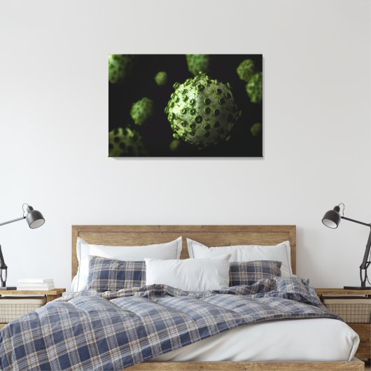 Mikroskopische Sicht auf das HIV-Virus 1 Leinwanddruck (Insitu (Schlafzimmer))