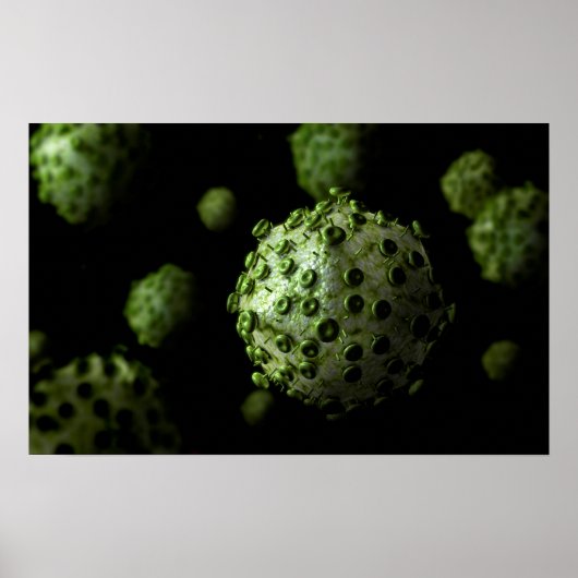 Mikroskopische Sicht auf das HIV-Virus 1 Poster (Vorne)