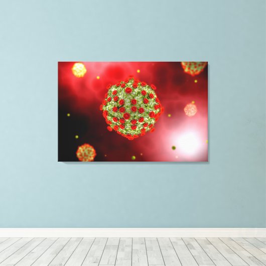 Mikroskopische Sicht auf das HIV-Virus 2 Leinwanddruck (Insitu (Holzboden))