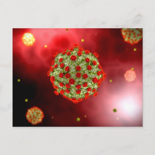 Mikroskopische Sicht auf das HIV-Virus 2 Postkarte (Vorderseite)