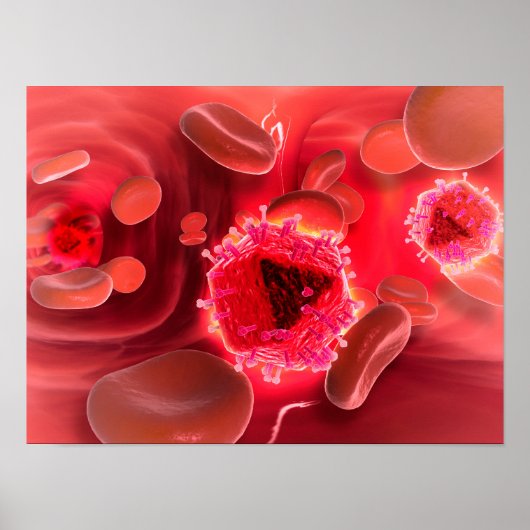 Mikroskopische Sicht auf das HIV-Virus in der Lung Poster (Vorne)