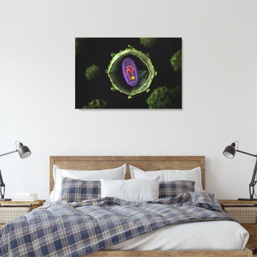 Mikroskopische Sicht auf das HIV-Virus, Querschnit Leinwanddruck (Insitu (Schlafzimmer))