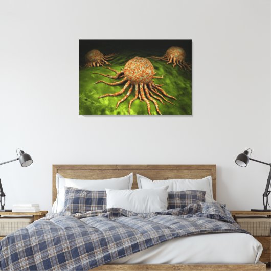 Mikroskopische Sicht auf das Krebsvirus Leinwanddruck (Insitu (Schlafzimmer))