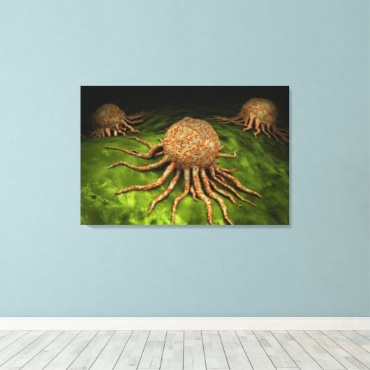 Mikroskopische Sicht auf das Krebsvirus Leinwanddruck (Insitu (Holzboden))