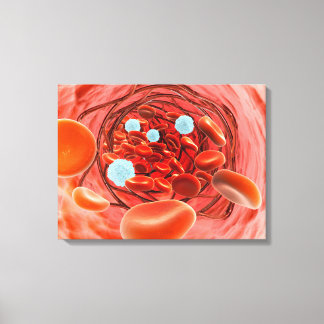 Mikroskopische Sicht des Blutflusses innerhalb ein Leinwanddruck