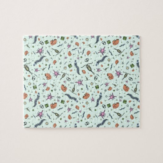 Mikroskopische Tiere in blau Puzzle (Horizontal)