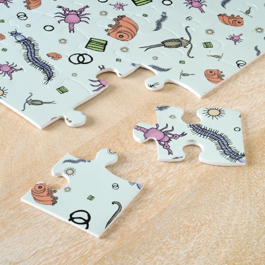 Mikroskopische Tiere in blau Puzzle (Seite)