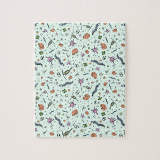 Mikroskopische Tiere in blau Puzzle