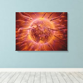 Mikroskopischer Blick von Spermien, die gegen Ei s Leinwanddruck (Insitu (Holzboden))