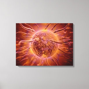 Mikroskopischer Blick von Spermien, die gegen Ei s Leinwanddruck