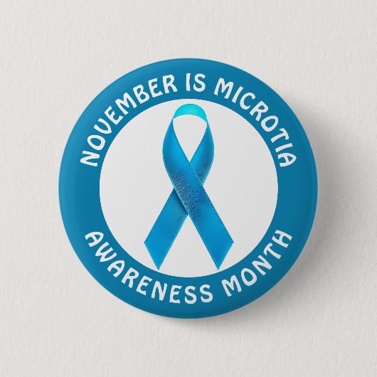 Mikrotie-Blau-Bewusstseinsmonats-Schleife Button (Vorderseite)
