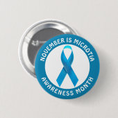 Mikrotie-Blau-Bewusstseinsmonats-Schleife Button (Vorne & Hinten)