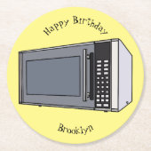 Mikrowellendarstellung Cartoon Runder Pappuntersetzer (Vorderseite)