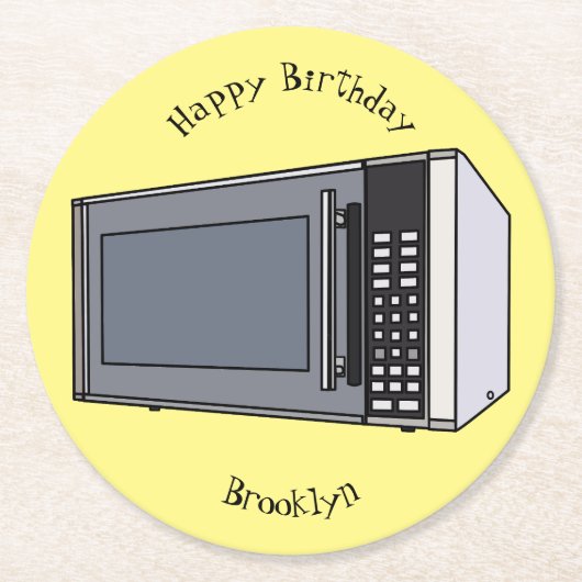 Mikrowellendarstellung Cartoon Runder Pappuntersetzer (Vorderseite)