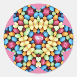 MILA ~ EASTER EIER MULTICOLORED ~ RUNDER AUFKLEBER