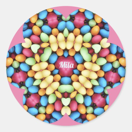 MILA ~ EASTER EIER MULTICOLORED ~ RUNDER AUFKLEBER (Vorderseite)