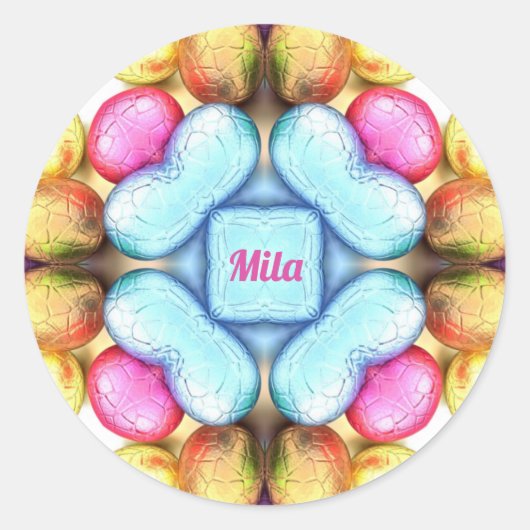 MILA EASTER ~ WOW! Hübsche Eier zu Ostern Runder Aufkleber (Vorderseite)