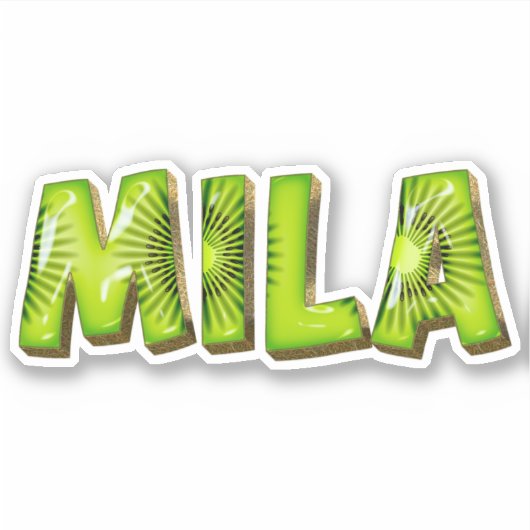Mila Name Kiwi Design Aufkleber Sticker (Vorderseite)